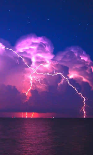 Purple Lightning Strikes In The Sky Wallpaper