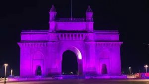 Purple Lights Gateway To India Wallpaper