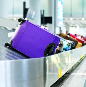 Purple Luggageon Airport Conveyor Belt Wallpaper