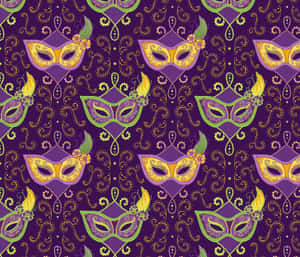Purple Mardi Gras Mask Pattern Wallpaper
