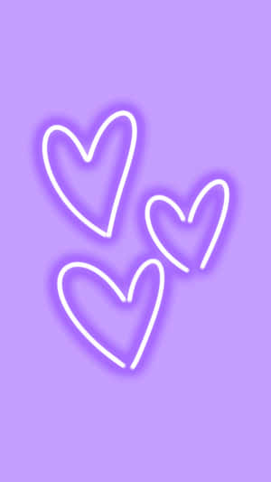 Purple Neon Hearts Background Wallpaper