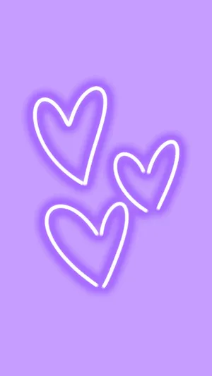Purple Neon Hearts Background Wallpaper