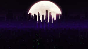 Purple Noir Cityscape Moonrise Wallpaper