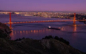 Purple Pink City View San Francisco Photography Wallpaper