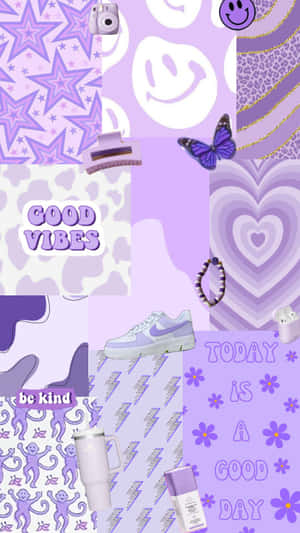 Purple Preppy Aesthetic Collage Wallpaper