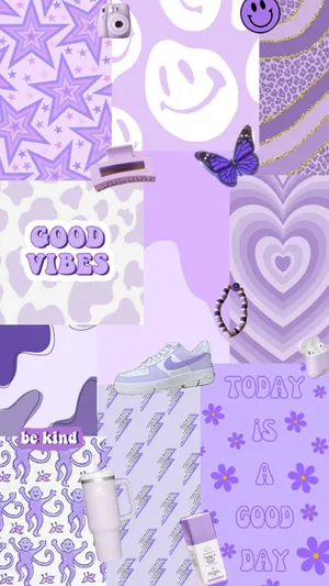 Purple Preppy Aesthetic Collage Wallpaper