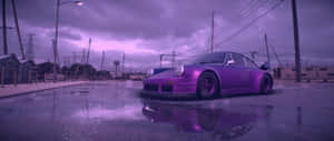 Purple R W B Porsche Dusk Reflection Wallpaper