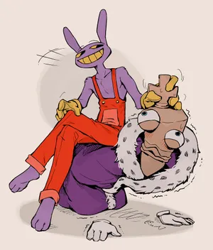 Purple Rabbit Overalls Cartoon Wallpaper