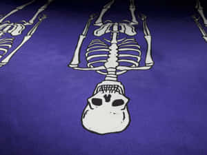 Purple Skeleton Fabric Design Wallpaper