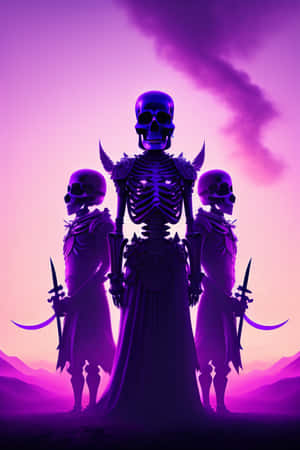 Purple_ Skeleton_ Trio_ Fantasy_ Artwork Wallpaper