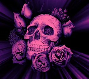Purple Skulls And Roses Wallpaper