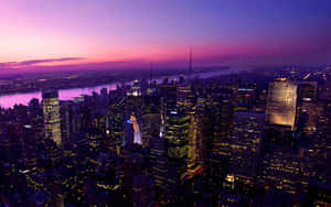 Purple Sky New York City Laptop Wallpaper