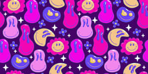 Purple Smiley Face Pattern Wallpaper