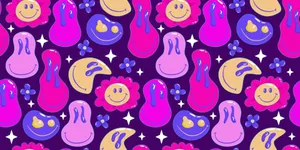 Purple Smiley Face Pattern Wallpaper