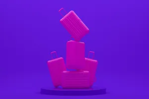 Purple Suitcase Stackon Blue Background Wallpaper