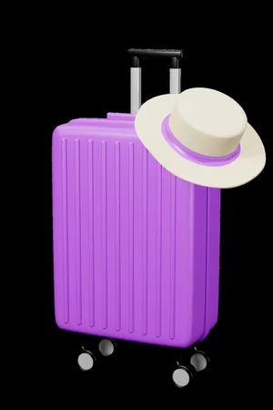 Purple Suitcasewith White Hat Wallpaper
