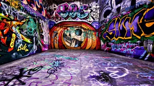 Purple-themed Urban Art Wallpaper