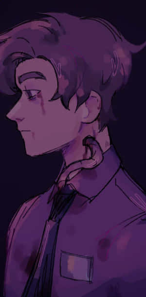 Purple Toned Profile Artworkof Michael Afton Wallpaper