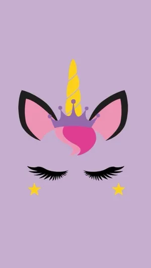 Purple Unicorn Face With Crown Wallpaper