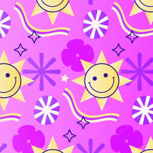 Purple Y2 K Sunshine Pattern Wallpaper