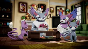 Purugly Mom With Her Adorable Family Wallpaper