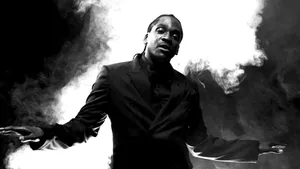Pusha T Blackand White Smoke Portrait Wallpaper