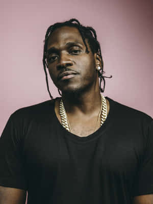 Pusha T Portrait Pink Background Wallpaper