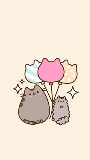 Pusheen And Stormy Balloons Wallpaper