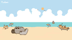 Pusheen Beach Wallpaper Wallpaper