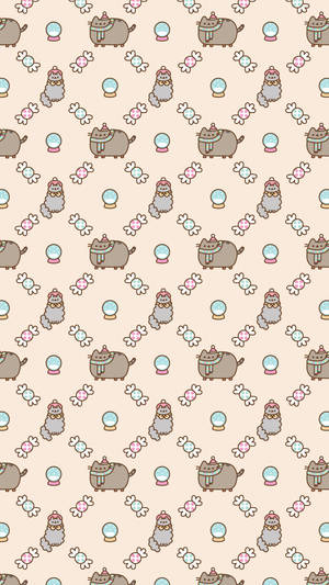 Pusheen Embraces Stormy During An Autumn Stroll Wallpaper