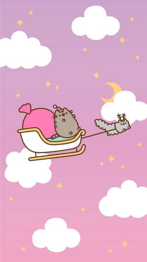 Pusheen Kawaii As Santa Claus Wallpaper