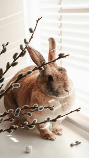 Pussy Willow And Bunny Wallpaper
