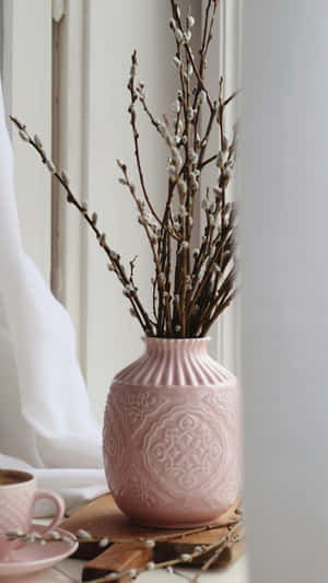 Pussy Willow Vase Arrangement Wallpaper