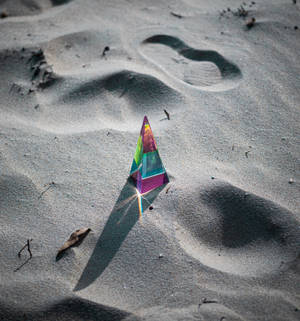 Pyramid Rainbow Prism On Sand Wallpaper