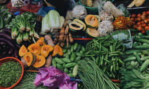 Quality Vegetable And Fruits Market Stall Wallpaper