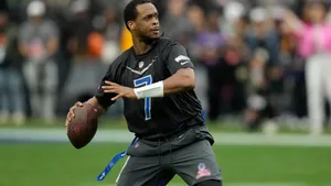 Quarterback Geno Smith Action Shot Wallpaper