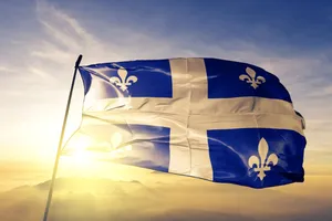 Quebec Fleurdelis Flag Sunset Wallpaper