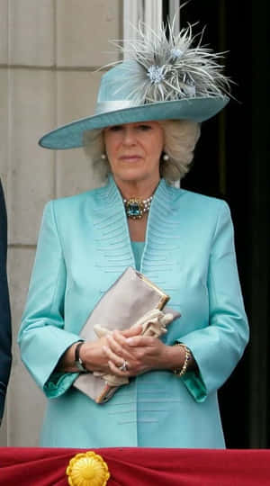 Queen Camilla In Light Blue Outfit Wallpaper