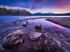 Queenstown Lakeside Sunset New Zealand Wallpaper