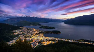Queenstown New Zealand Twilight Panorama Wallpaper