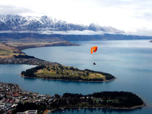 Queenstown Paragliding Over Lake Wakatipu Wallpaper