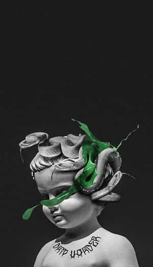 Quick Green Splatter On Child Medusa Wallpaper