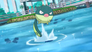 Qwilfish Leaping From The Water Wallpaper