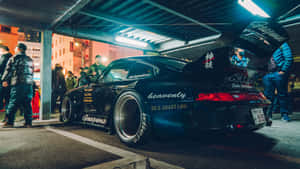 R W B Porsche Night Meet Wallpaper