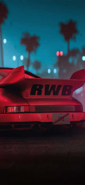 R W B Porsche Nighttime Backdrop Wallpaper