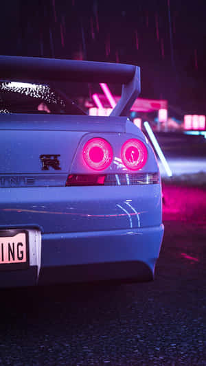 R33 Gtr Neon Pink Rear Lights Wallpaper