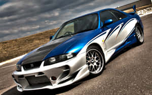 R33 Gtr White And Blue Low Rise Wallpaper