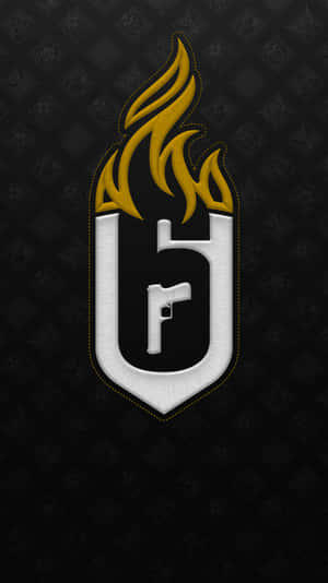 R6 Flaming Crest Logo Wallpaper