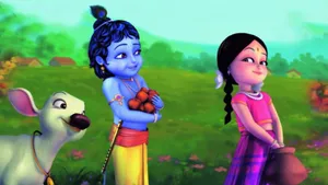 Radha And Little Krishna 4k Wallpaper