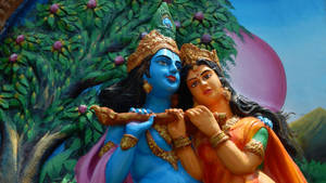 Radha-krishna Colorful Painting Wallpaper